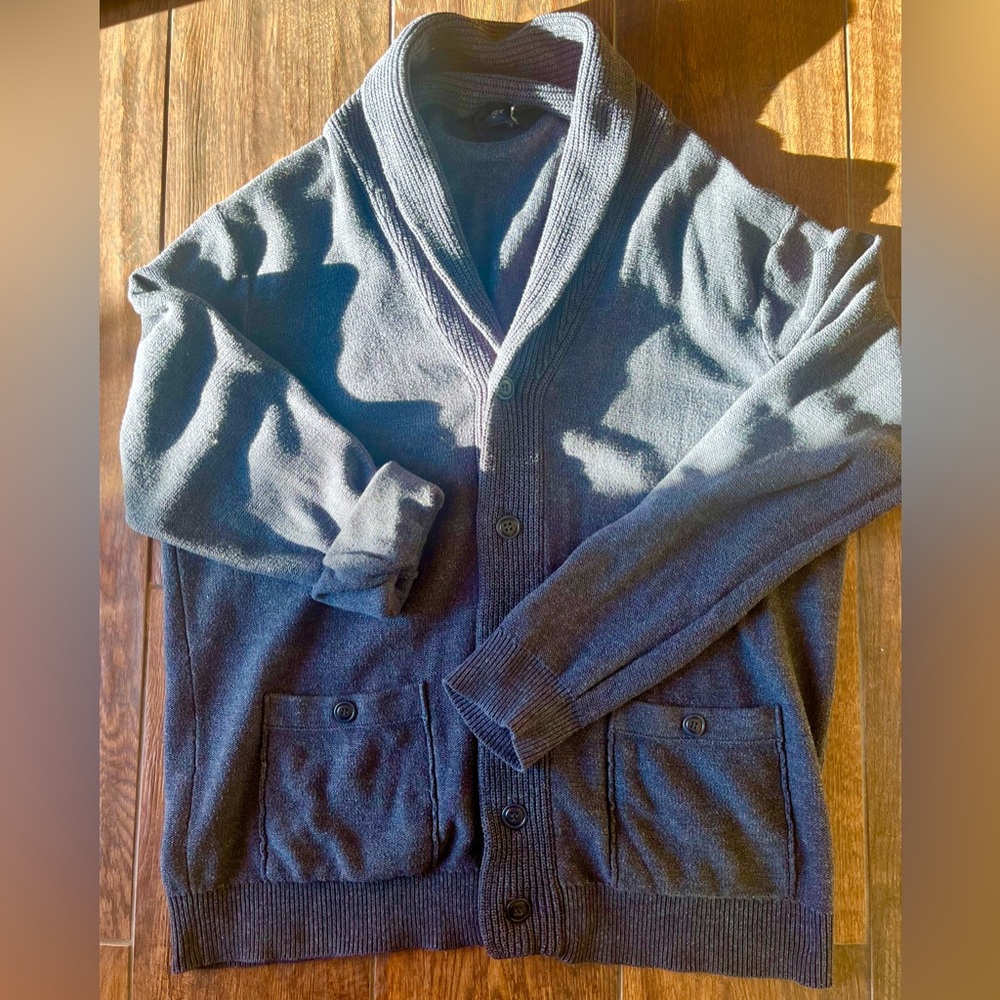 JCREW NAVY OVERSIZED COZY GRANDPA CORE SWEATER CARDIGAN SHAWL COLLAR